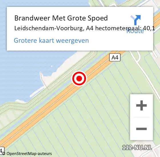 Locatie op kaart van de 112 melding: Brandweer Met Grote Spoed Naar Leidschendam-Voorburg, A4 hectometerpaal: 40,1 op 16 januari 2022 14:33