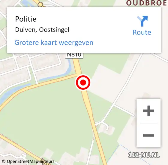 Locatie op kaart van de 112 melding: Politie Duiven, Oostsingel op 16 januari 2022 15:12