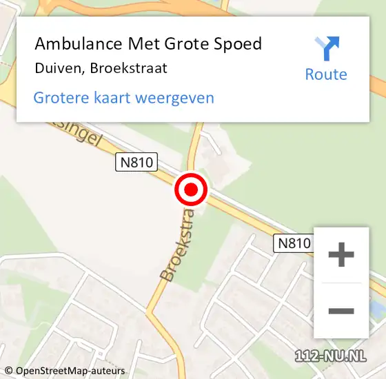 Locatie op kaart van de 112 melding: Ambulance Met Grote Spoed Naar Duiven, Broekstraat op 16 januari 2022 15:13