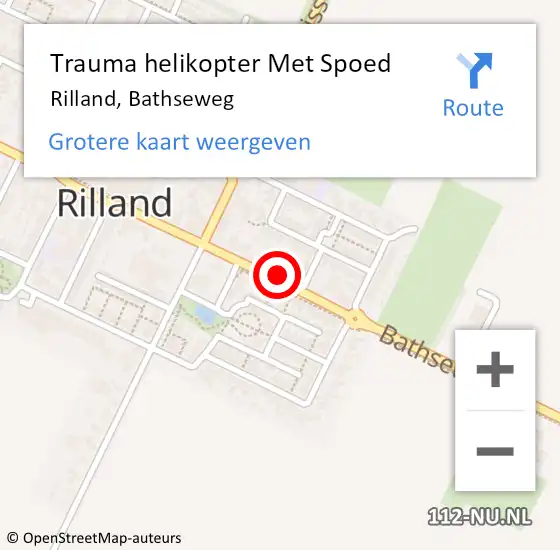 Locatie op kaart van de 112 melding: Trauma helikopter Met Spoed Naar Rilland, Bathseweg op 16 januari 2022 15:27