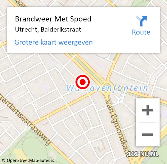 Locatie op kaart van de 112 melding: Brandweer Met Spoed Naar Utrecht, Balderikstraat op 16 januari 2022 15:37