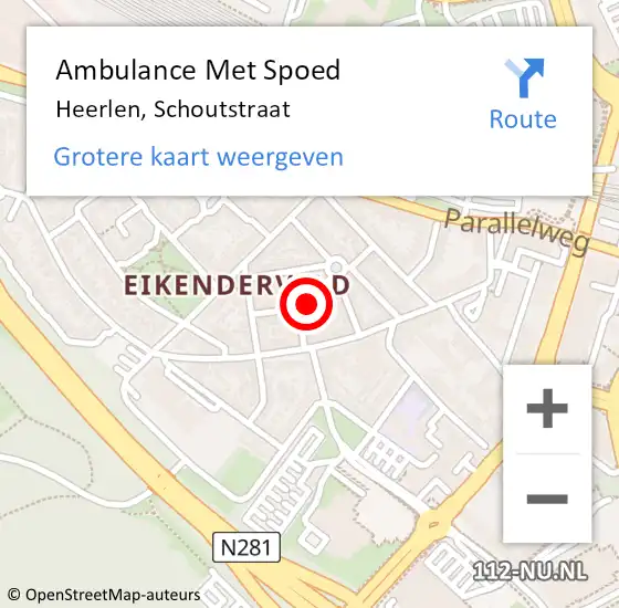 Locatie op kaart van de 112 melding: Ambulance Met Spoed Naar Heerlen, Schoutstraat op 16 januari 2022 15:43