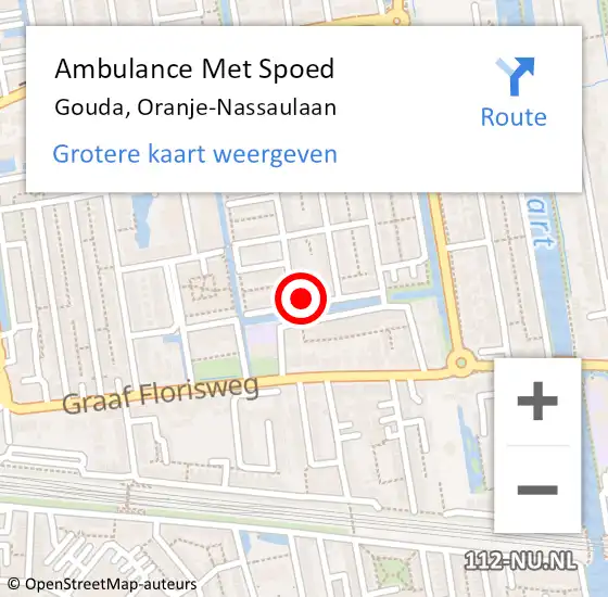 Locatie op kaart van de 112 melding: Ambulance Met Spoed Naar Gouda, Oranje-Nassaulaan op 16 januari 2022 15:48