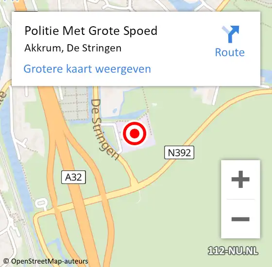 Locatie op kaart van de 112 melding: Politie Met Grote Spoed Naar Akkrum, De Stringen op 16 januari 2022 16:09