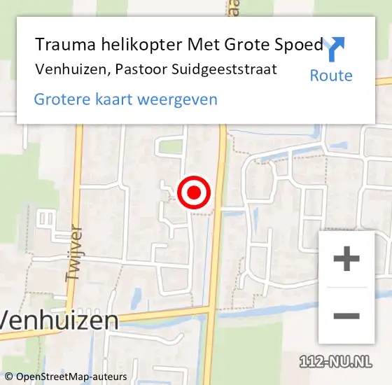 Locatie op kaart van de 112 melding: Trauma helikopter Met Grote Spoed Naar Venhuizen, Pastoor Suidgeeststraat op 16 januari 2022 16:25