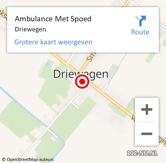 Locatie op kaart van de 112 melding: Ambulance Met Spoed Naar Driewegen op 16 januari 2022 16:42