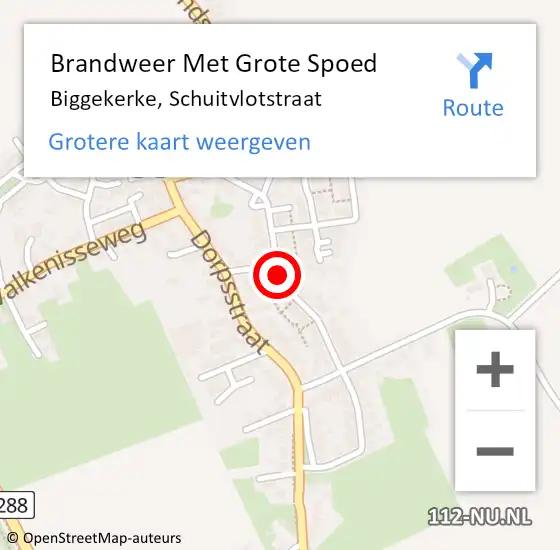 Locatie op kaart van de 112 melding: Brandweer Met Grote Spoed Naar Biggekerke, Schuitvlotstraat op 16 januari 2022 16:49