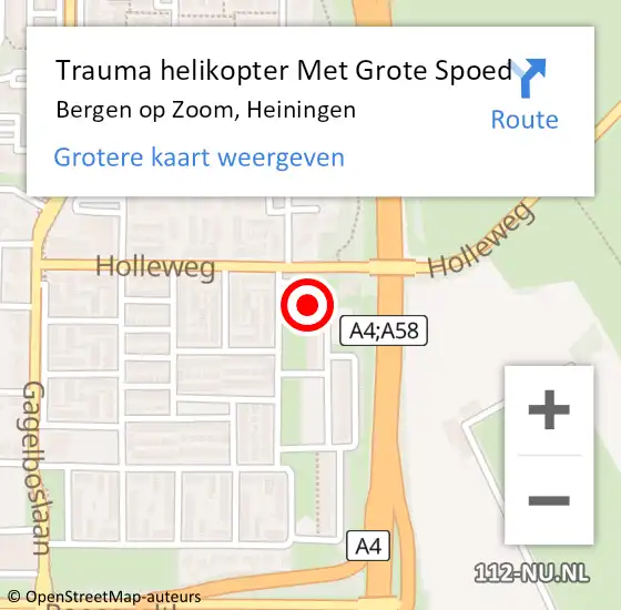 Locatie op kaart van de 112 melding: Trauma helikopter Met Grote Spoed Naar Bergen op Zoom, Heiningen op 16 januari 2022 17:11