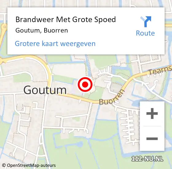 Locatie op kaart van de 112 melding: Brandweer Met Grote Spoed Naar Goutum, Buorren op 16 januari 2022 17:18