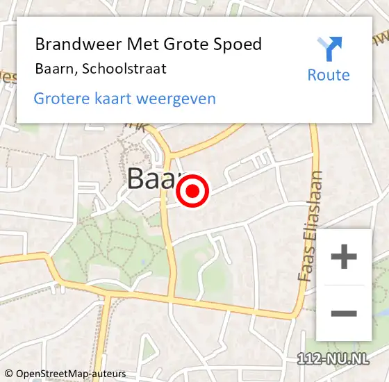 Locatie op kaart van de 112 melding: Brandweer Met Grote Spoed Naar Baarn, Schoolstraat op 16 januari 2022 17:19