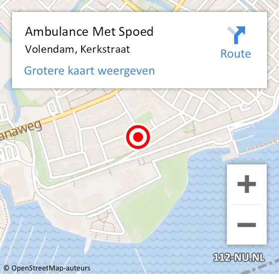 Locatie op kaart van de 112 melding: Ambulance Met Spoed Naar Volendam, Kerkstraat op 16 januari 2022 17:34