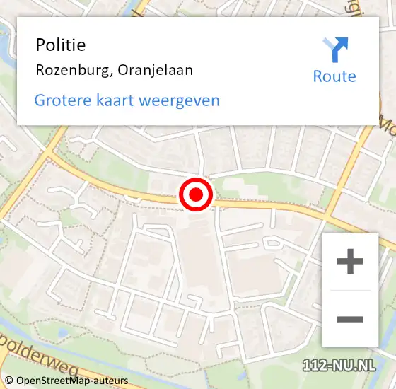 Locatie op kaart van de 112 melding: Politie Rozenburg, Oranjelaan op 16 januari 2022 17:36