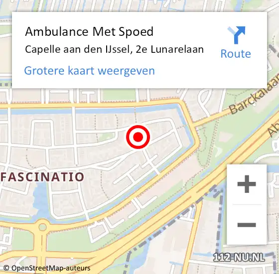 Locatie op kaart van de 112 melding: Ambulance Met Spoed Naar Capelle aan den IJssel, 2e Lunarelaan op 16 januari 2022 18:05