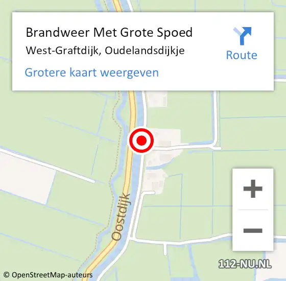 Locatie op kaart van de 112 melding: Brandweer Met Grote Spoed Naar West-Graftdijk, Oudelandsdijkje op 16 januari 2022 18:22