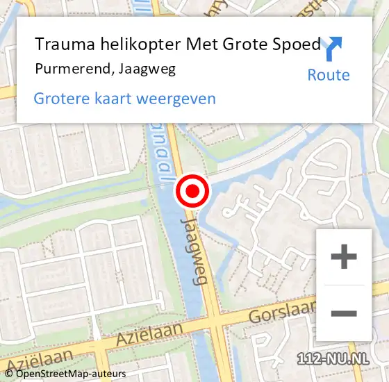 Locatie op kaart van de 112 melding: Trauma helikopter Met Grote Spoed Naar Purmerend, Jaagweg op 16 januari 2022 18:31