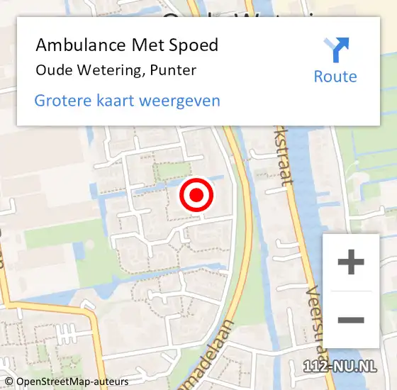 Locatie op kaart van de 112 melding: Ambulance Met Spoed Naar Oude Wetering, Punter op 16 januari 2022 19:04