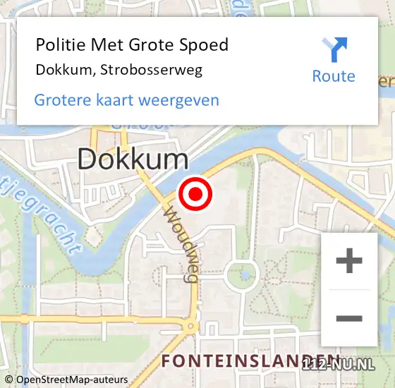 Locatie op kaart van de 112 melding: Politie Met Grote Spoed Naar Dokkum, Strobosserweg op 16 januari 2022 19:33