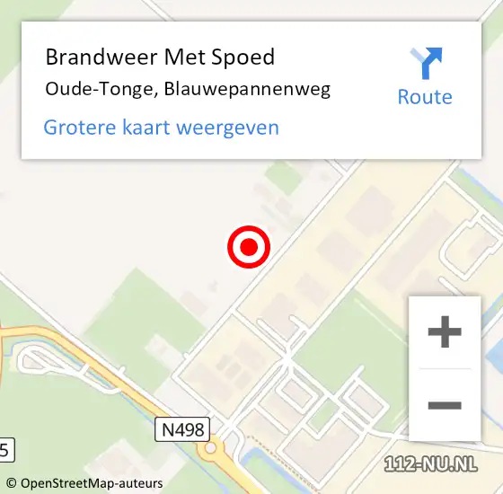 Locatie op kaart van de 112 melding: Brandweer Met Spoed Naar Oude-Tonge, Blauwepannenweg op 16 januari 2022 19:41