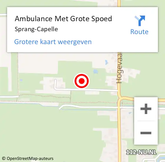 Locatie op kaart van de 112 melding: Ambulance Met Grote Spoed Naar Sprang-Capelle op 16 januari 2022 19:56