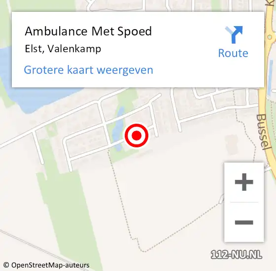 Locatie op kaart van de 112 melding: Ambulance Met Spoed Naar Elst, Valenkamp op 16 januari 2022 19:57