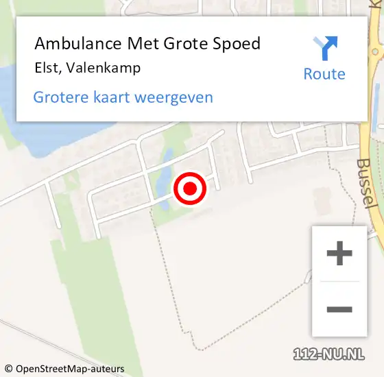 Locatie op kaart van de 112 melding: Ambulance Met Grote Spoed Naar Elst, Valenkamp op 16 januari 2022 20:02