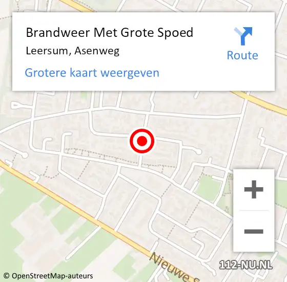 Locatie op kaart van de 112 melding: Brandweer Met Grote Spoed Naar Leersum, Asenweg op 16 januari 2022 20:30