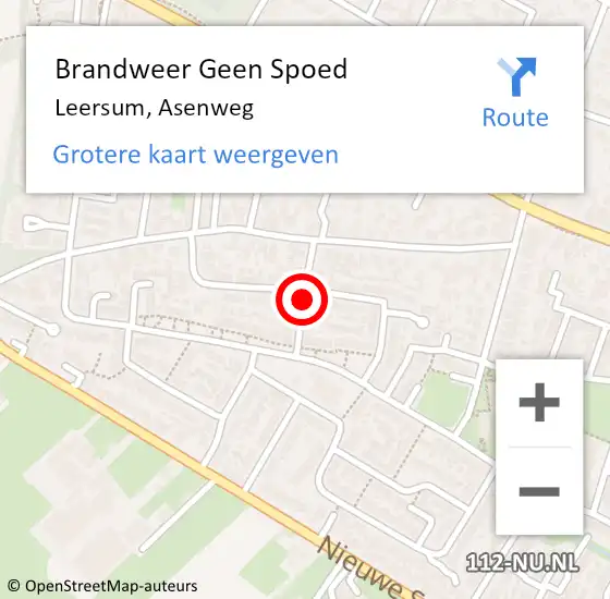 Locatie op kaart van de 112 melding: Brandweer Geen Spoed Naar Leersum, Asenweg op 16 januari 2022 20:33