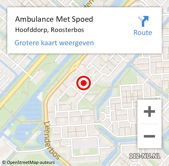 Locatie op kaart van de 112 melding: Ambulance Met Spoed Naar Hoofddorp, Roosterbos op 16 januari 2022 22:04