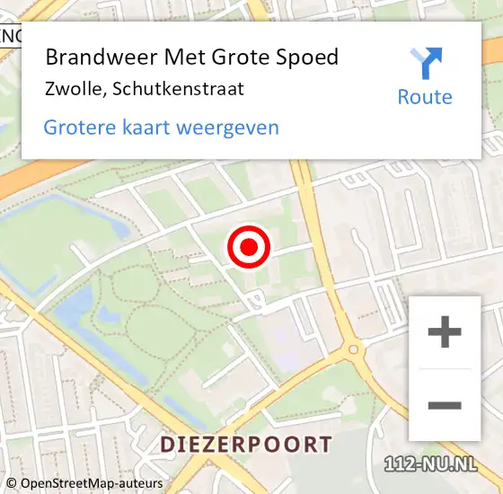 Locatie op kaart van de 112 melding: Brandweer Met Grote Spoed Naar Zwolle, Schutkenstraat op 16 januari 2022 22:20