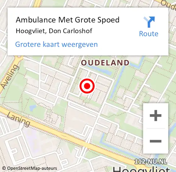 Locatie op kaart van de 112 melding: Ambulance Met Grote Spoed Naar Hoogvliet, Don Carloshof op 16 januari 2022 22:37