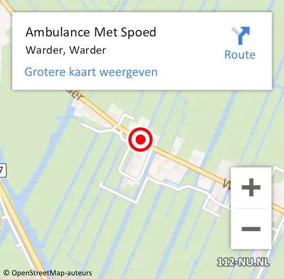 Locatie op kaart van de 112 melding: Ambulance Met Spoed Naar Warder, Warder op 17 januari 2022 00:16