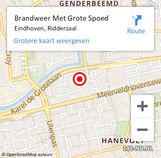 Locatie op kaart van de 112 melding: Brandweer Met Grote Spoed Naar Eindhoven, Ridderzaal op 17 januari 2022 00:19