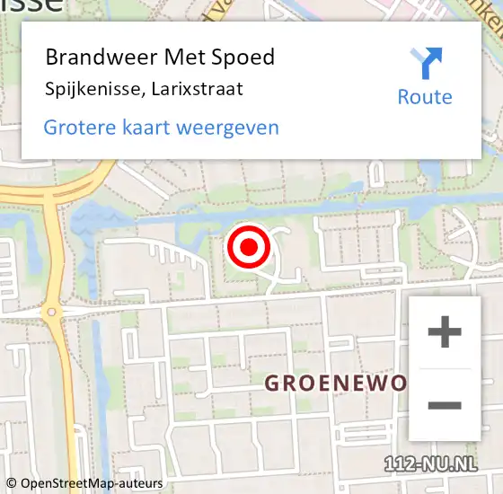Locatie op kaart van de 112 melding: Brandweer Met Spoed Naar Spijkenisse, Larixstraat op 17 januari 2022 00:32