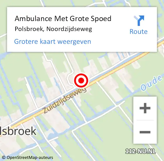 Locatie op kaart van de 112 melding: Ambulance Met Grote Spoed Naar Polsbroek, Noordzijdseweg op 17 januari 2022 01:06