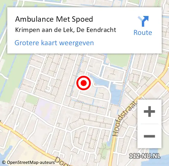 Locatie op kaart van de 112 melding: Ambulance Met Spoed Naar Krimpen aan de Lek, De Eendracht op 17 januari 2022 01:48