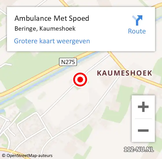 Locatie op kaart van de 112 melding: Ambulance Met Spoed Naar Beringe, Kaumeshoek op 5 juli 2014 13:58