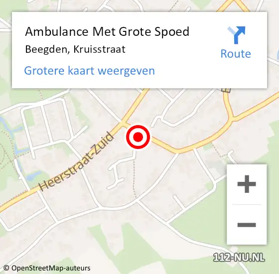 Locatie op kaart van de 112 melding: Ambulance Met Grote Spoed Naar Beegden, Kruisstraat op 17 januari 2022 06:14