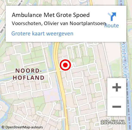 Locatie op kaart van de 112 melding: Ambulance Met Grote Spoed Naar Voorschoten, Olivier van Noortplantsoen op 17 januari 2022 06:43