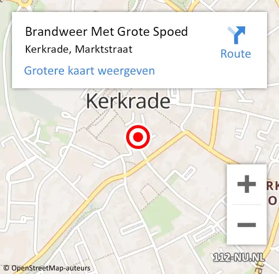 Locatie op kaart van de 112 melding: Brandweer Met Grote Spoed Naar Kerkrade, Marktstraat op 17 januari 2022 07:01