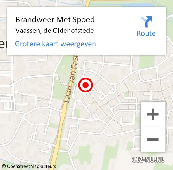 Locatie op kaart van de 112 melding: Brandweer Met Spoed Naar Vaassen, de Oldehofstede op 17 januari 2022 07:06