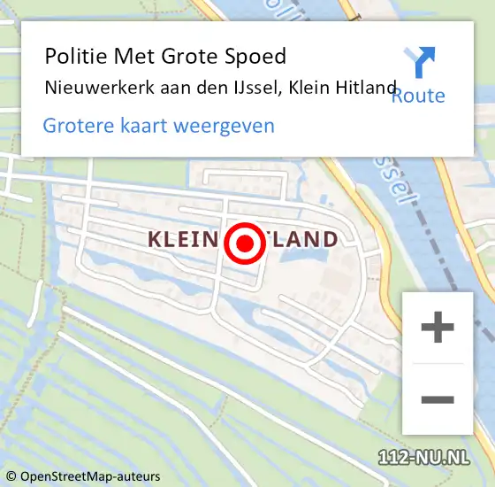 Locatie op kaart van de 112 melding: Politie Met Grote Spoed Naar Nieuwerkerk aan den IJssel, Klein Hitland op 17 januari 2022 07:13