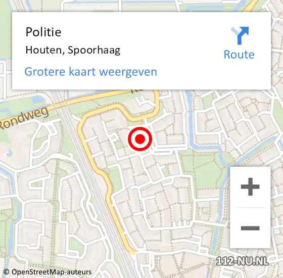 Locatie op kaart van de 112 melding: Politie Houten, Spoorhaag op 17 januari 2022 07:17