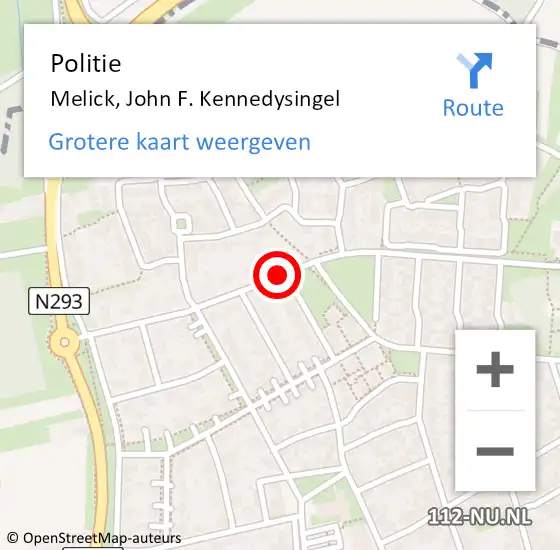 Locatie op kaart van de 112 melding: Politie Melick, John F. Kennedysingel op 17 januari 2022 08:00