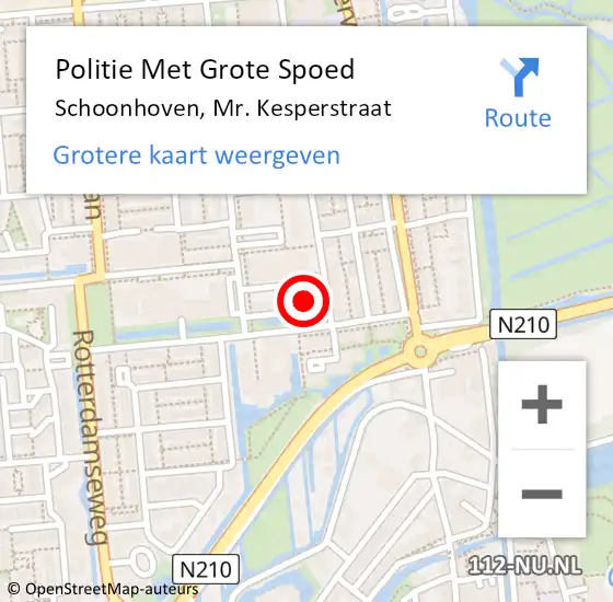 Locatie op kaart van de 112 melding: Politie Met Grote Spoed Naar Schoonhoven, Mr. Kesperstraat op 17 januari 2022 08:17