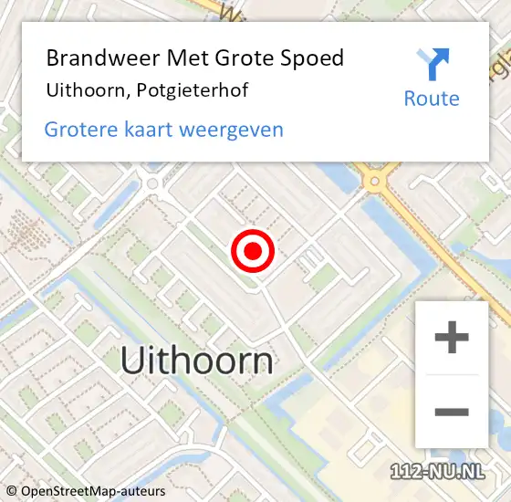 Locatie op kaart van de 112 melding: Brandweer Met Grote Spoed Naar Uithoorn, Potgieterhof op 17 januari 2022 08:18