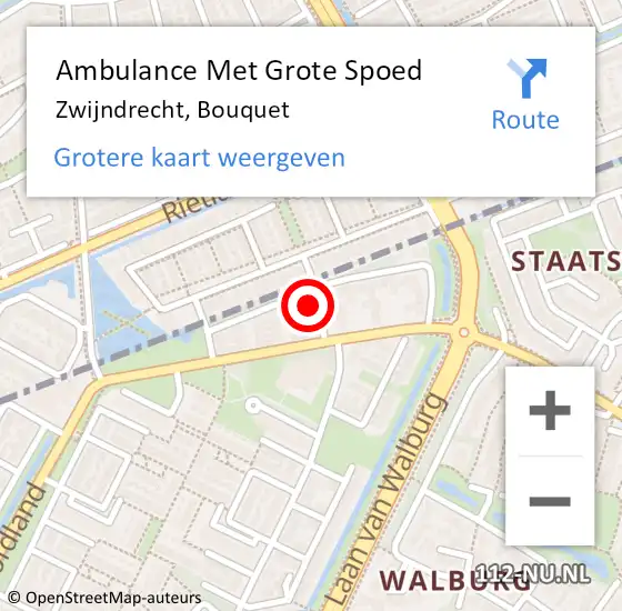 Locatie op kaart van de 112 melding: Ambulance Met Grote Spoed Naar Zwijndrecht, Bouquet op 17 januari 2022 08:21