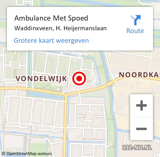 Locatie op kaart van de 112 melding: Ambulance Met Spoed Naar Waddinxveen, H. Heijermanslaan op 17 januari 2022 08:55