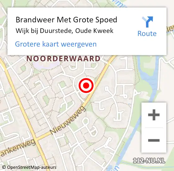 Locatie op kaart van de 112 melding: Brandweer Met Grote Spoed Naar Wijk bij Duurstede, Oude Kweek op 17 januari 2022 09:00