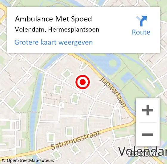 Locatie op kaart van de 112 melding: Ambulance Met Spoed Naar Volendam, Hermesplantsoen op 17 januari 2022 09:26