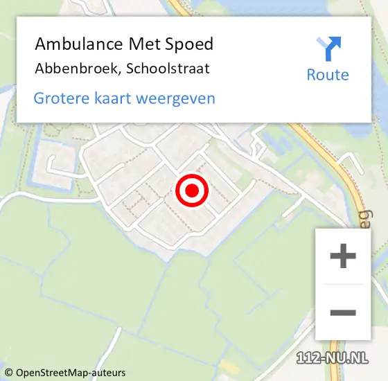 Locatie op kaart van de 112 melding: Ambulance Met Spoed Naar Abbenbroek, Schoolstraat op 17 januari 2022 09:34